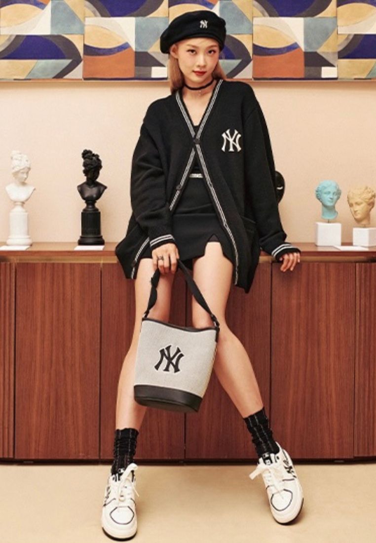 Basic Big Logo Canvas Bucket Bag NEW YORK YANKEES Black