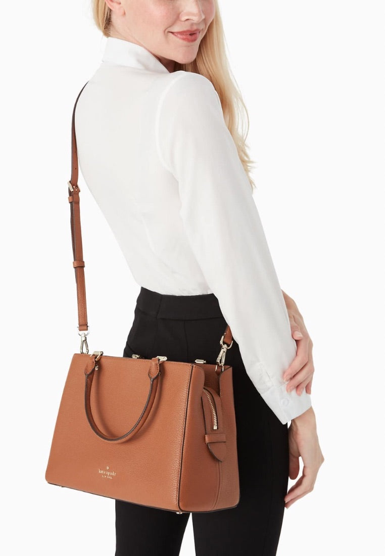 Leila Medium Triple Compartment Satchel Warm Gingerbread