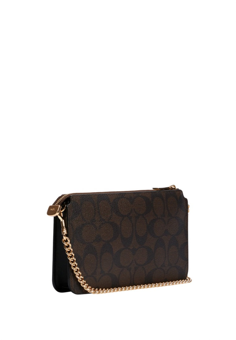 Poppy Crossbody With Card Case In Signature Canvas Brown Black