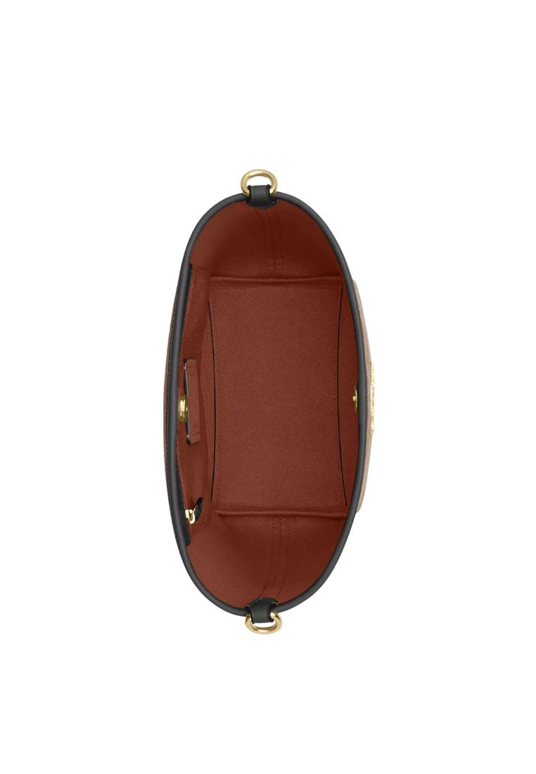 City Bucket Bag In Signature Canvas Tan Black