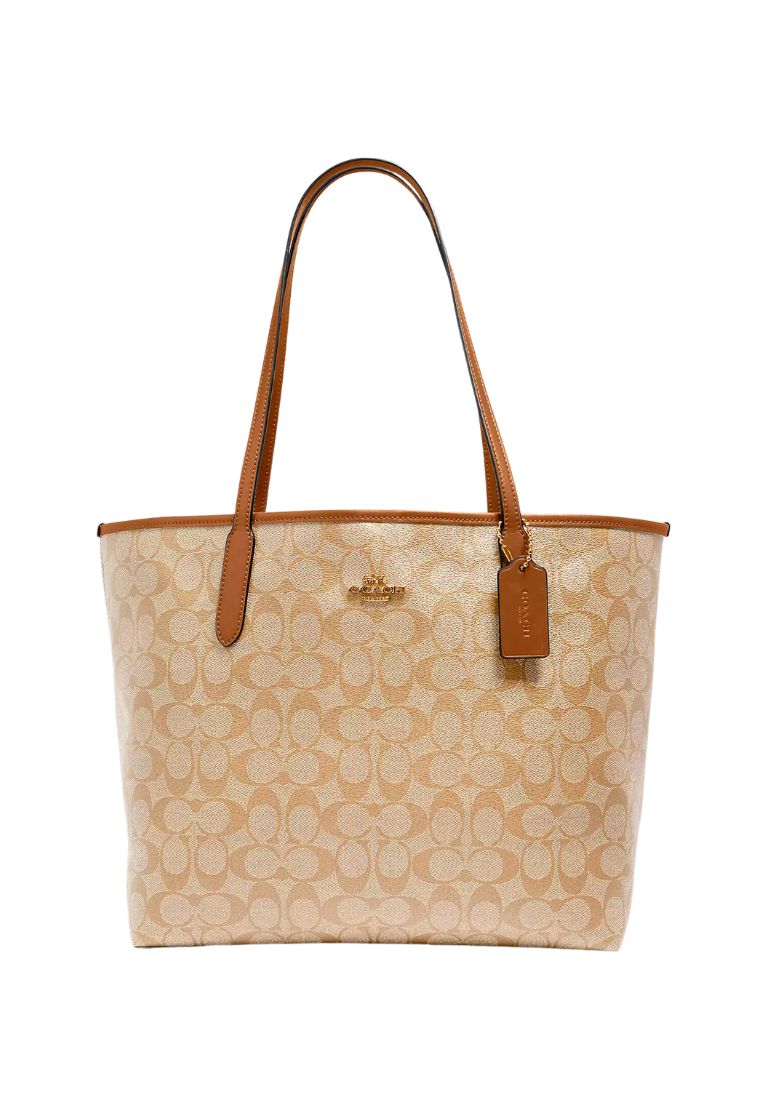 City Tote In Signature Canvas LT Saddle