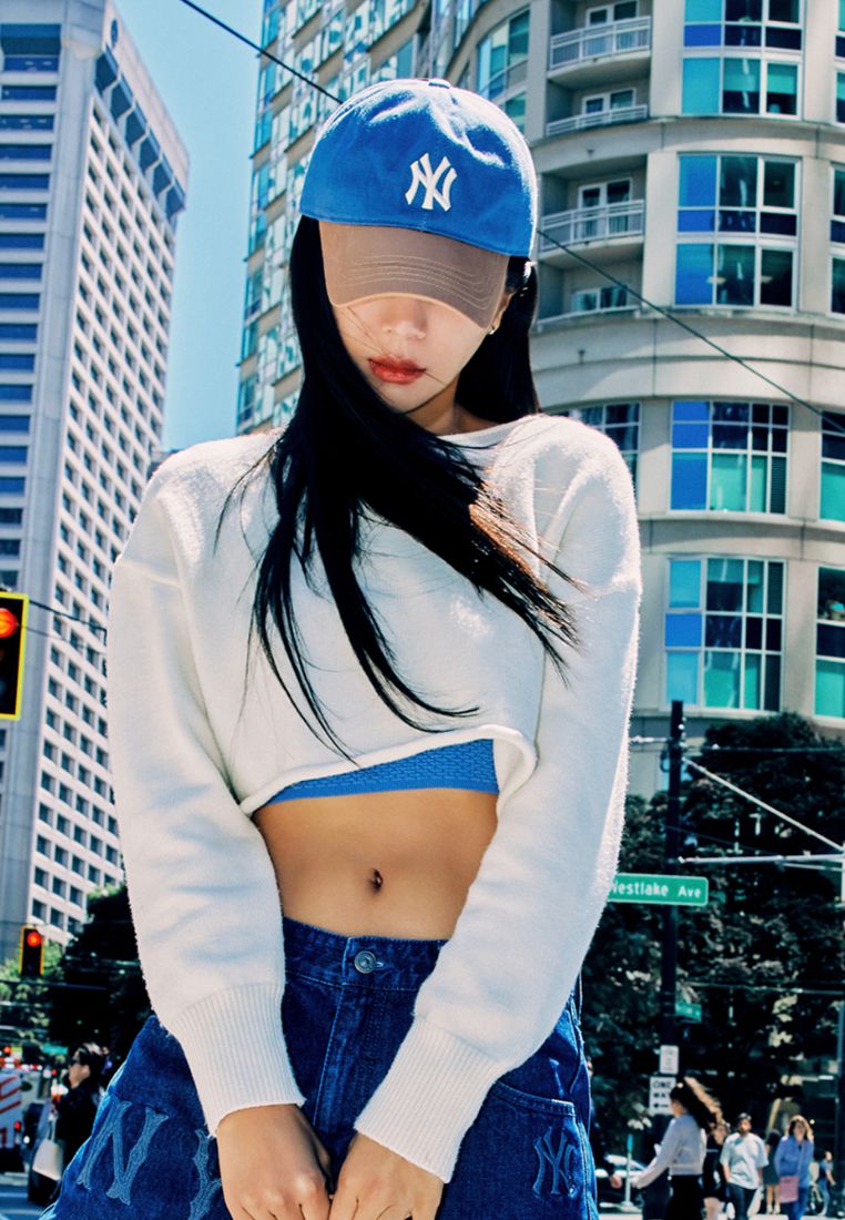 Color Block Denim-Like Unstructured Ball Cap NEW YORK YANKEES light sand