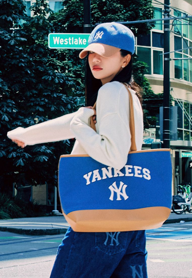 Color Block Denim-Like Unstructured Ball Cap NEW YORK YANKEES light sand