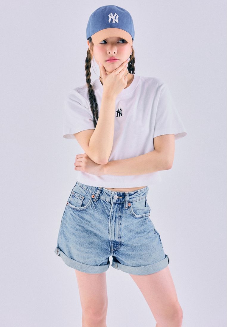 Color Block Denim-Like Unstructured Ball Cap NEW YORK YANKEES light sand