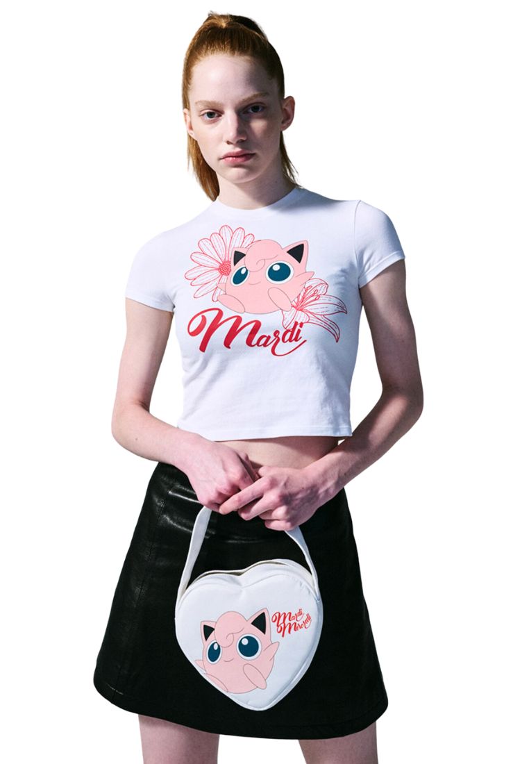 Cropped Tshirt Flower Purin White