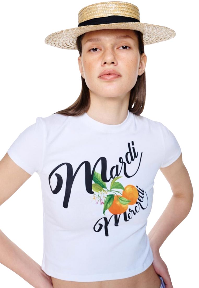 Cropped Tshirt Orange Blossom White