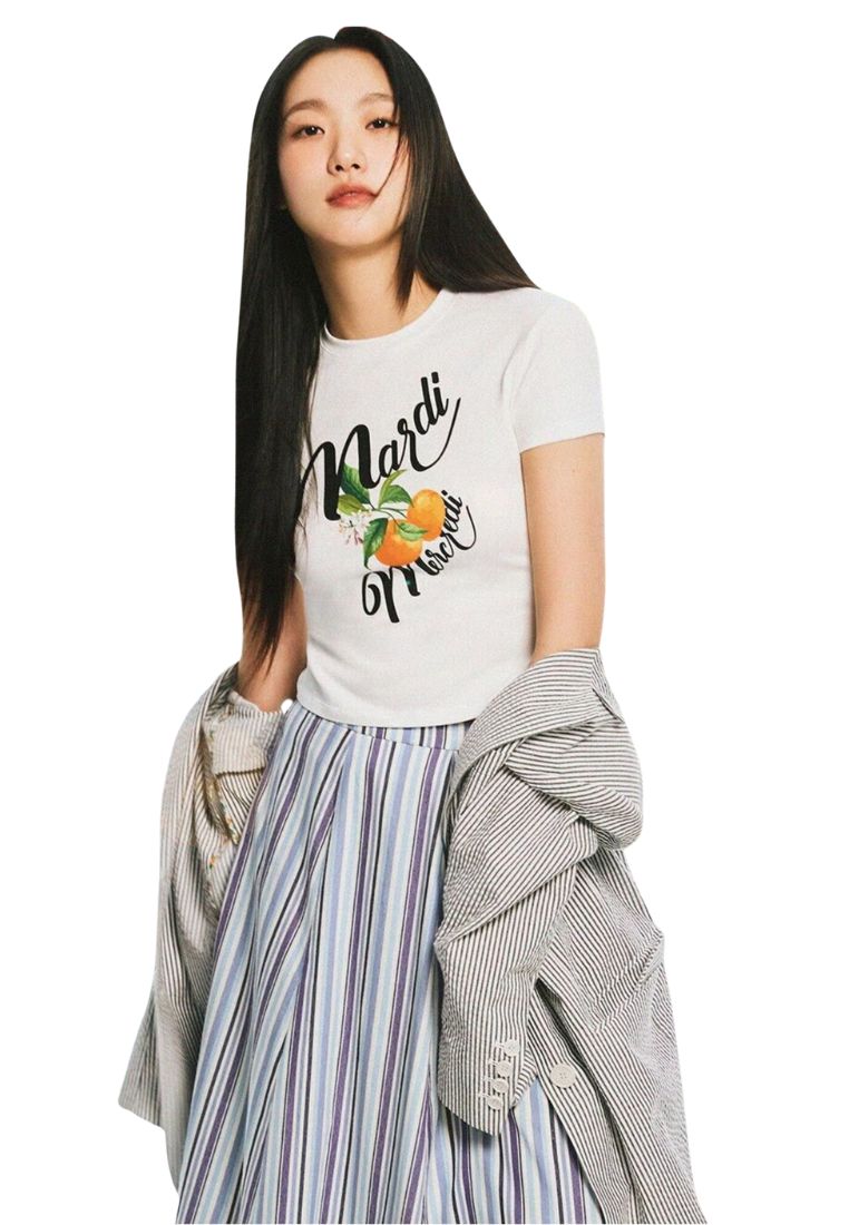 Cropped Tshirt Orange Blossom White