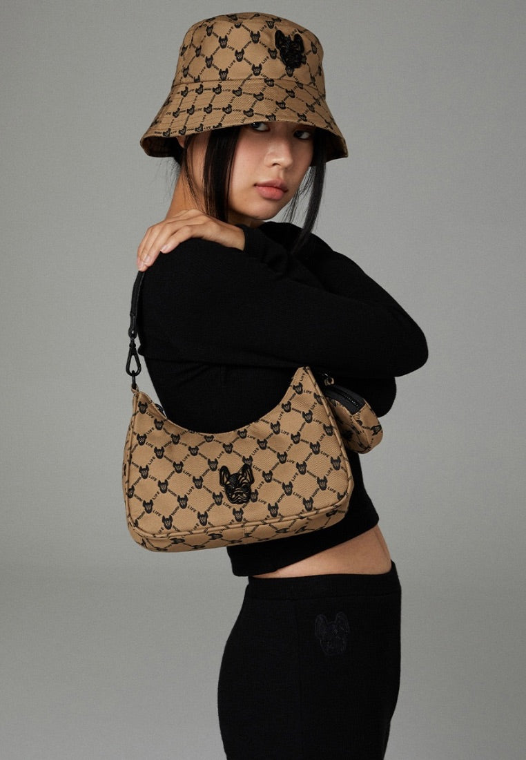 Jacquard Monogram Bucket Hat Pattern Beige