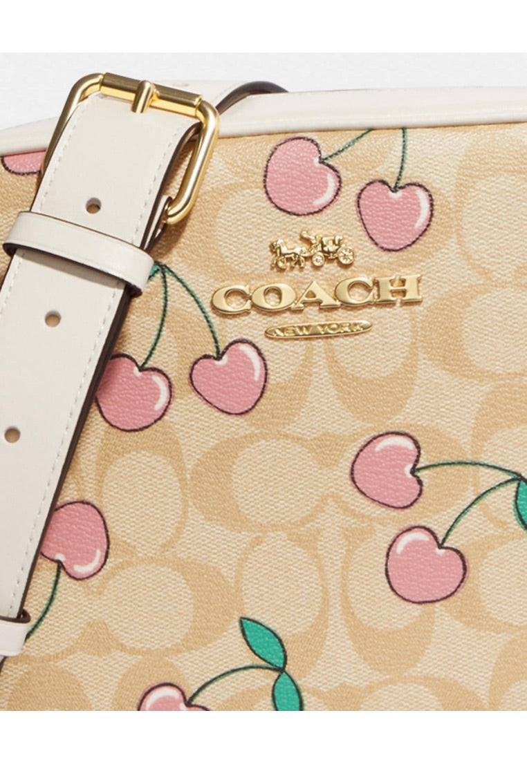 Jamie Camera Bag In Signature Canvas With Heart Cherry Print Light Khaki Multi