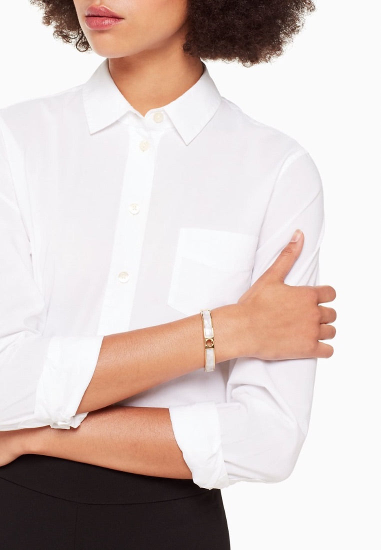 Hole Punch Spade 10mm Spade Hinge Bangle Cream Multi