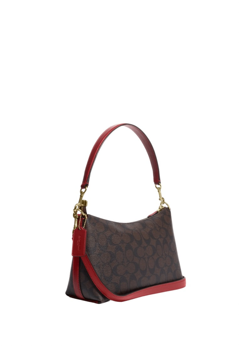 Clara Shoulder Bag In Signature Canvas Brown 1941 Red