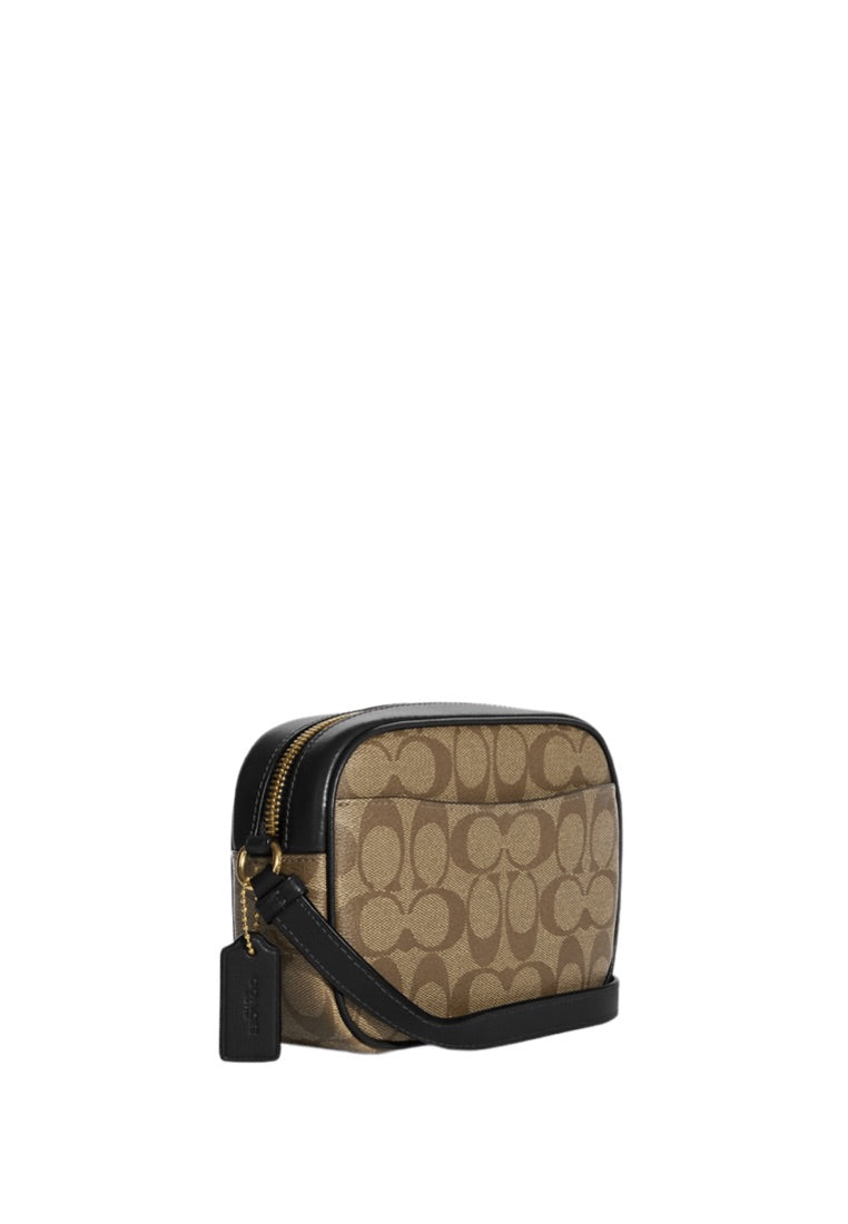 Mini Jamie Camera Bag In Signature Canvas Khaki Black