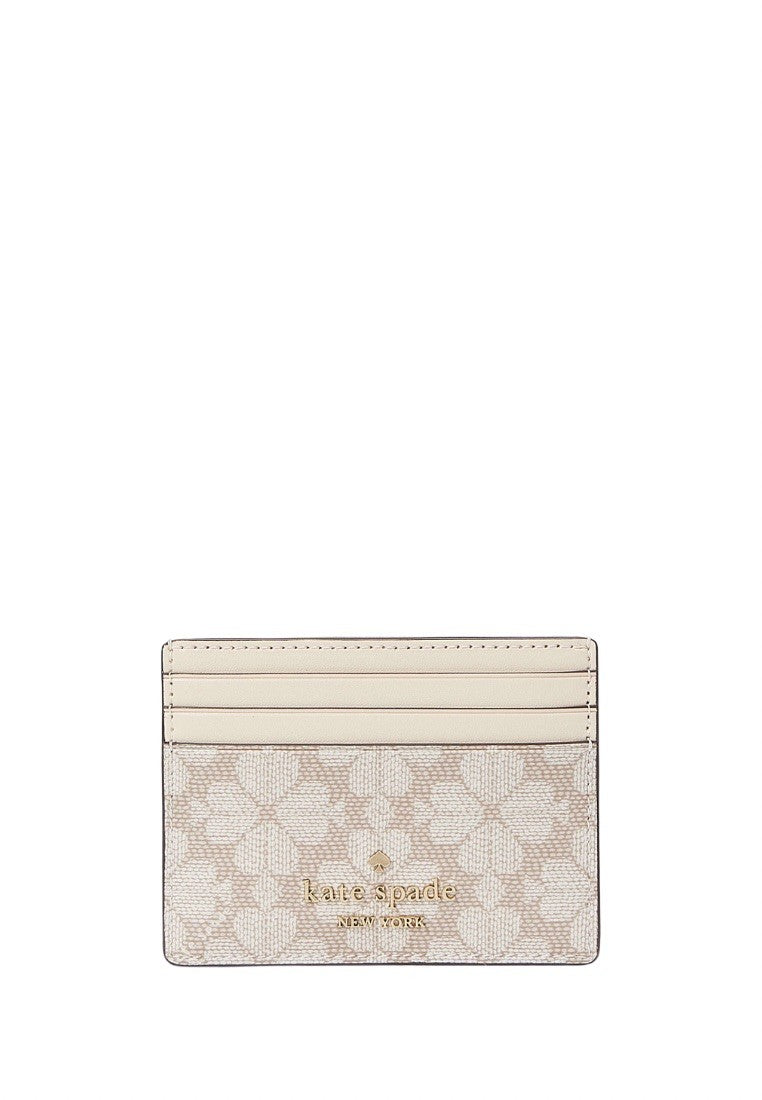 Signature Spade Flower Small Slim Card Holder Dark Mushroom Multi