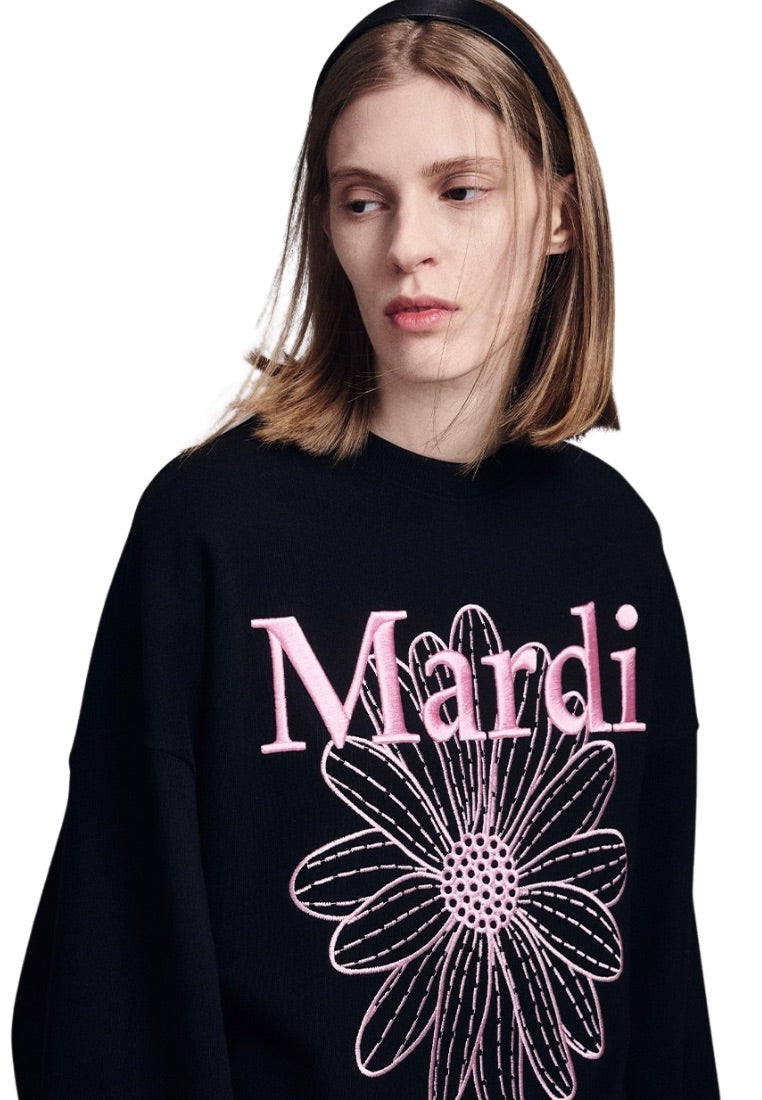 Sweatshirt FlowerMardi Needlework Black Pink