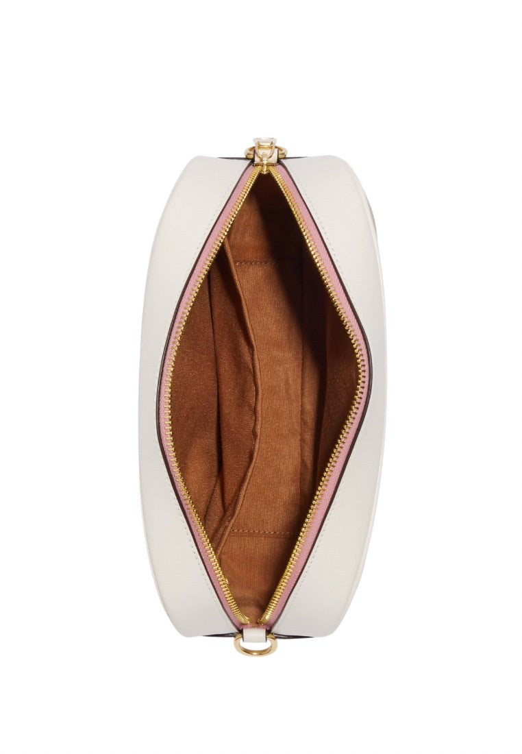 Jamie Camera Bag In Signature Canvas With Heart Cherry Print Light Khaki Multi