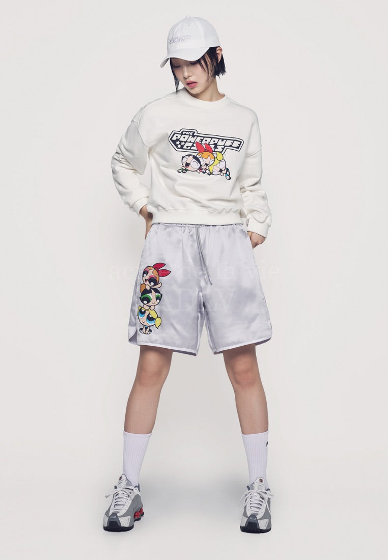 The Powerpuff Girls x Acmedelavie Logo Crop Sweatshirt Cream
