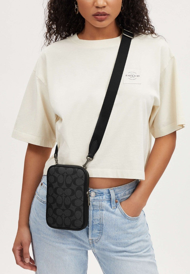 Aden Crossbody In Signature Canvas Charcoal Black