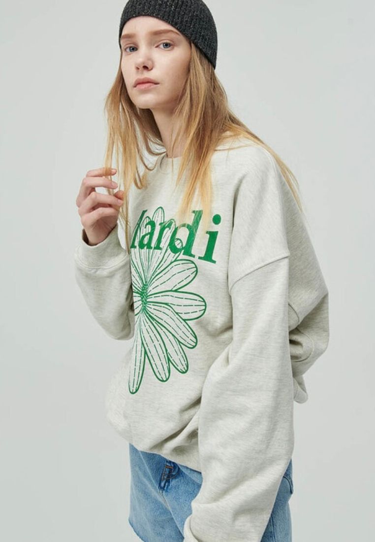 Sweatshirt Flower Mardi Oatmeal Green