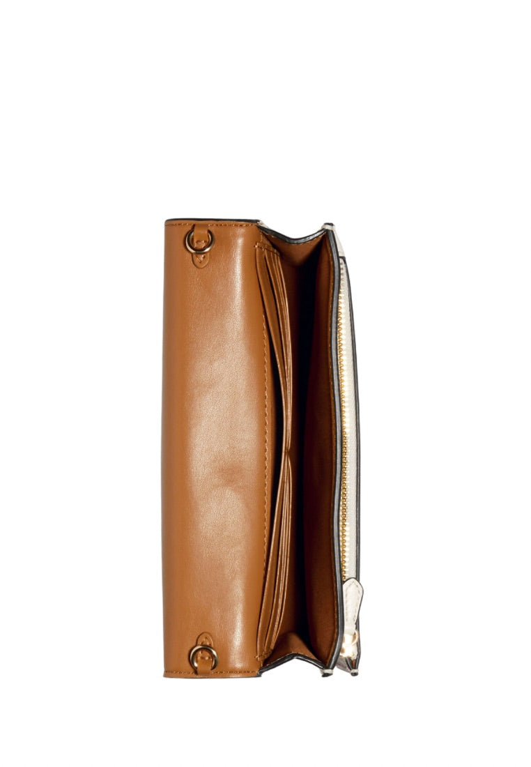 Anna Foldover Clutch Crossbody In Signature Canvas Light Khaki Chalk