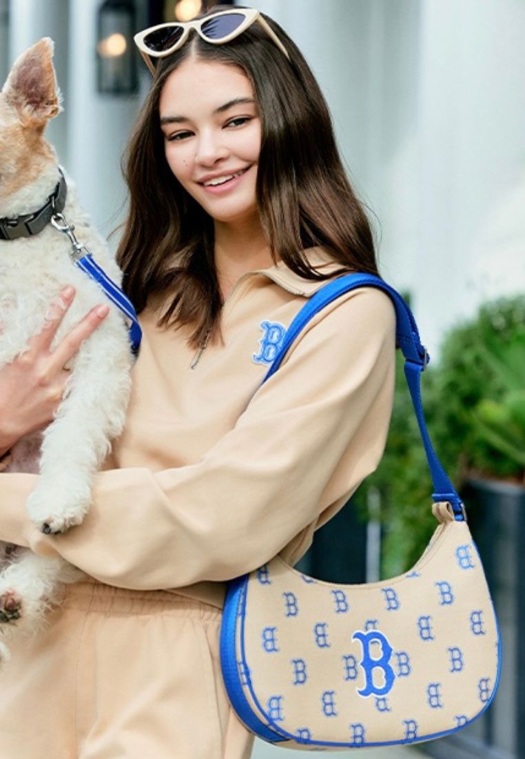 Big Classic MONOGRAM Jacquard L-Hobo Bag Boston Red Sox Light Sand