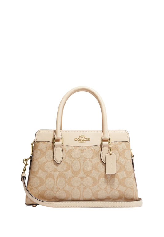 Mini Darcie Carryall In Blocked Signature Canvas Light Khaki Multi