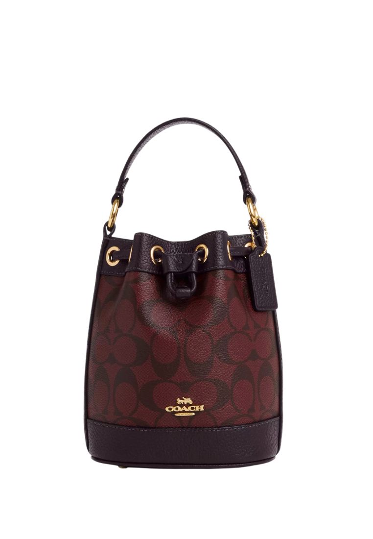 Dempsey Drawstring Bucket Bag 15 In Signature Canvas Oxblood Multi