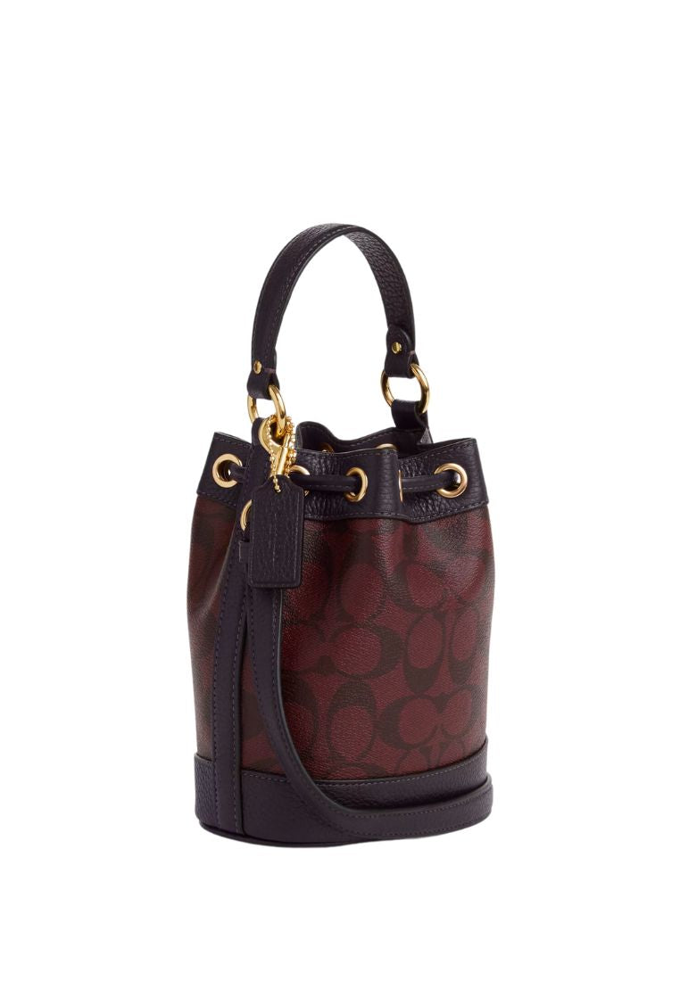 Dempsey Drawstring Bucket Bag 15 In Signature Canvas Oxblood Multi