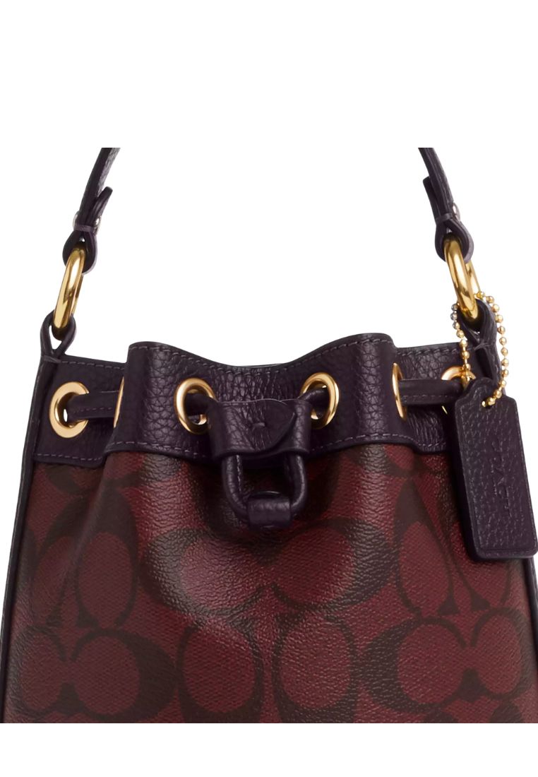 Dempsey Drawstring Bucket Bag 15 In Signature Canvas Oxblood Multi