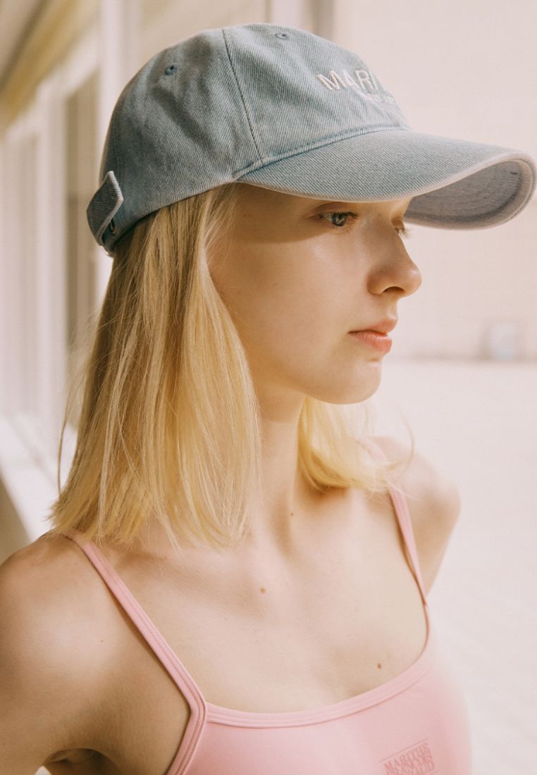 Denim Washing Logo Ball Cap Light Blue