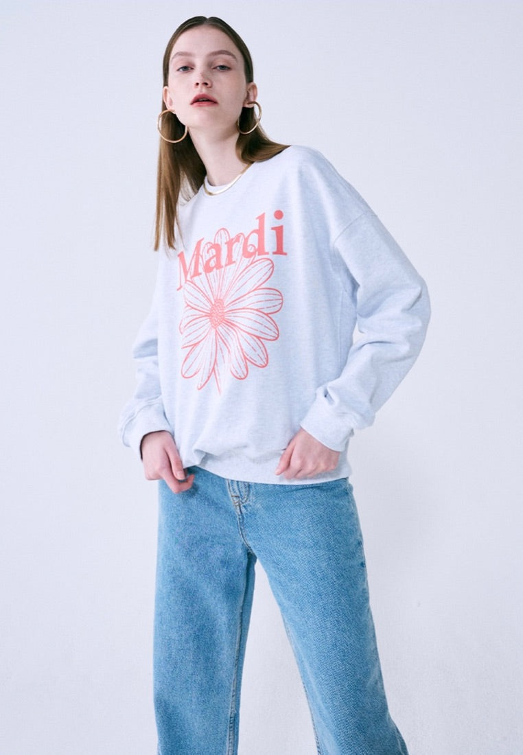 Sweatshirt Flower Mardi Heather Coral