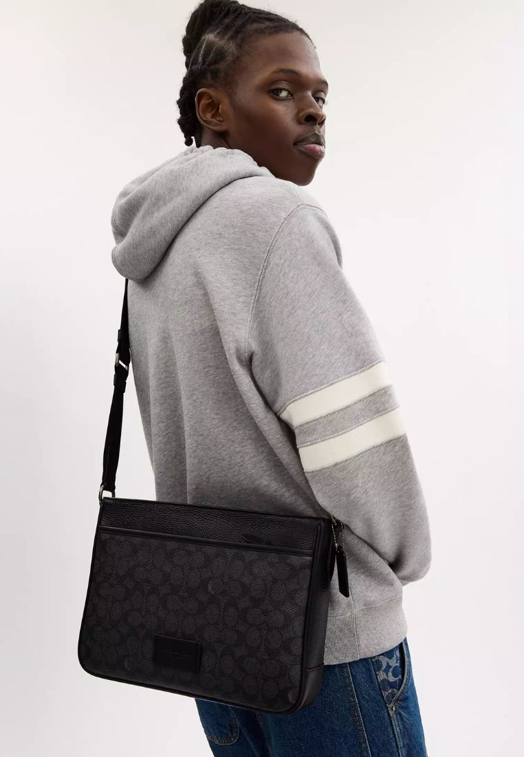 District Crossbody Bag In Signature Canvas Charcoal Black