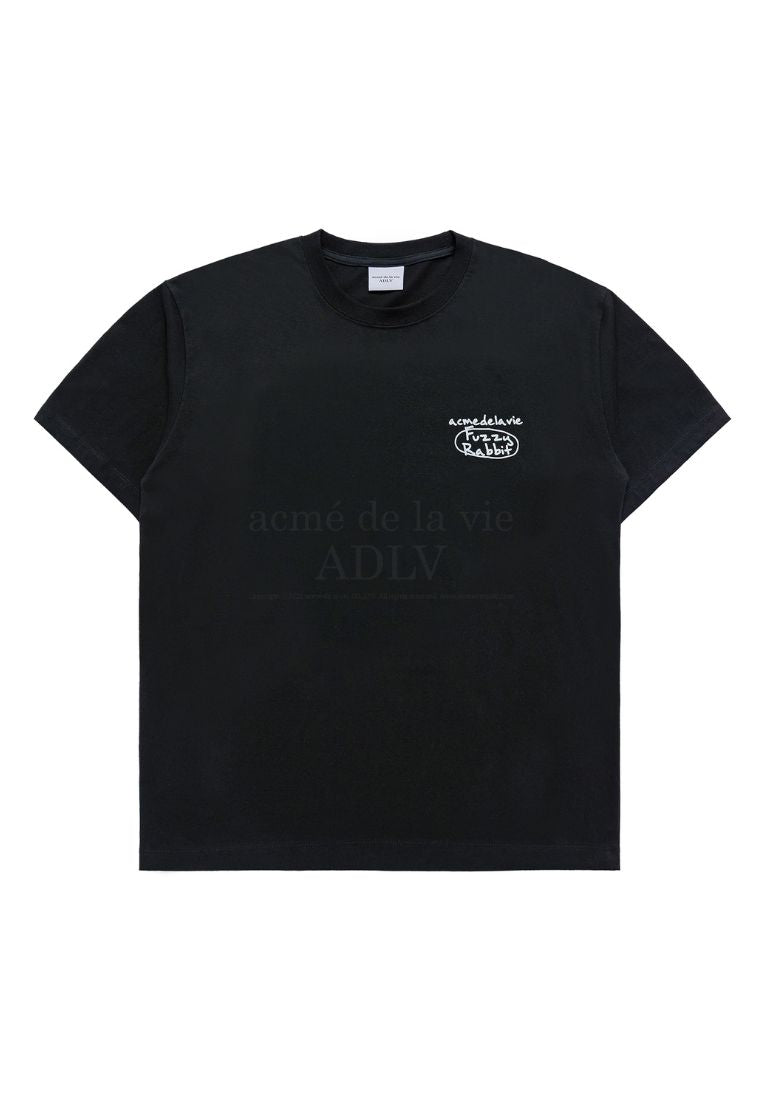 Doodle Fuzzy Rabbit Short Sleeve T-Shirt Black