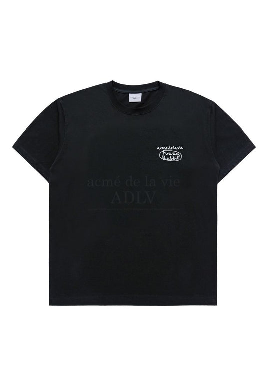 Doodle Fuzzy Rabbit Short Sleeve T-Shirt Black