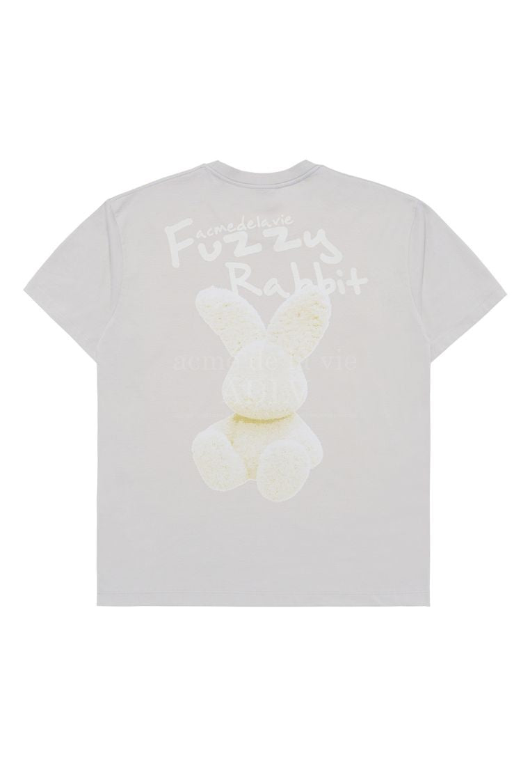 Doodle Fuzzy Rabbit Short Sleeve T-Shirt Grey