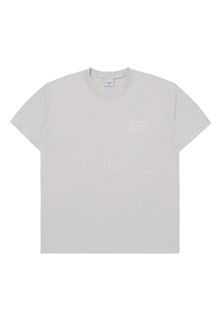 Doodle Fuzzy Rabbit Short Sleeve T-Shirt Grey