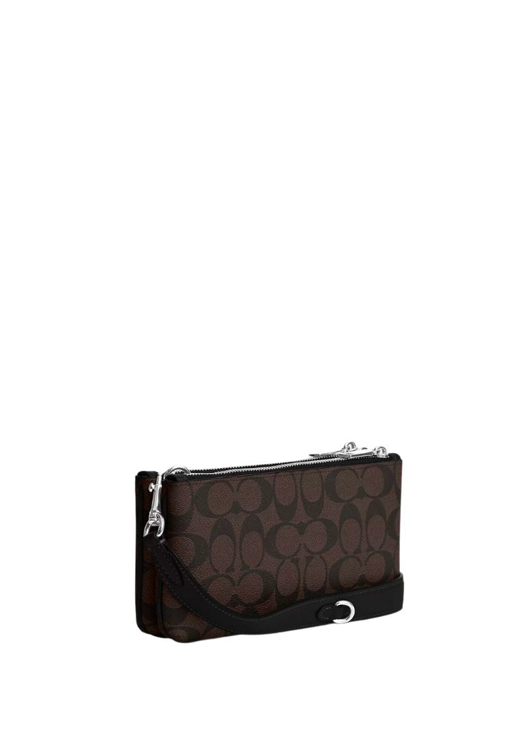 Double Zip Crossbody In Signature Canvas Brown Black