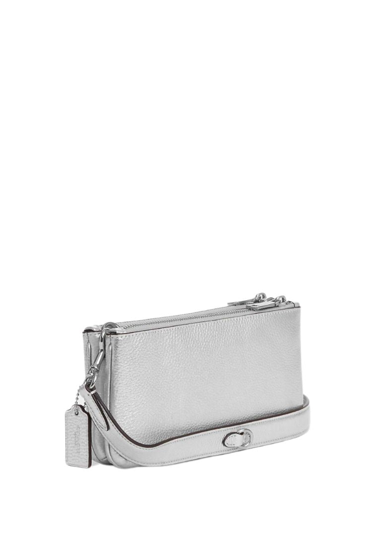 Double Zip Crossbody Metallic Silver
