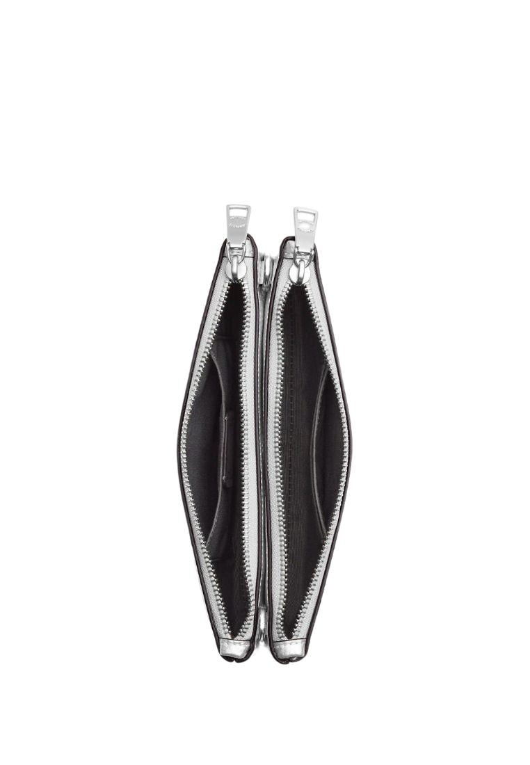 Double Zip Crossbody Metallic Silver