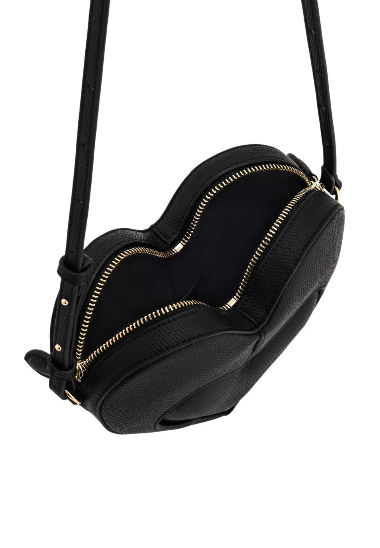 Francisca Heart Shaped Crossbody Bag - Black