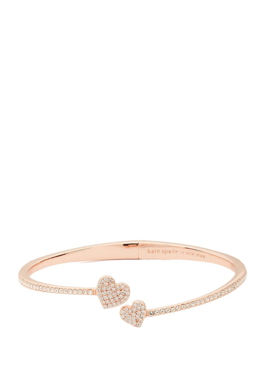 Yours Truly Pave Open Hinge Cuff Clear Rose Gold