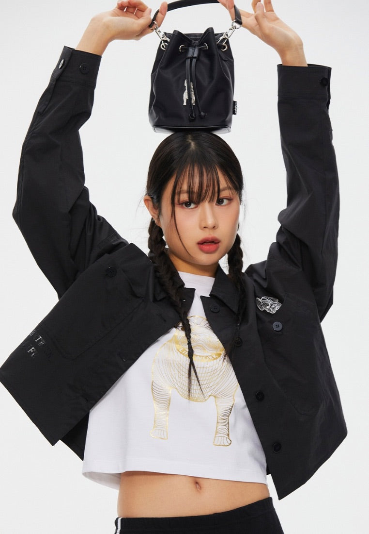 Jacquard 2WAY Mini Bucket Bag Black