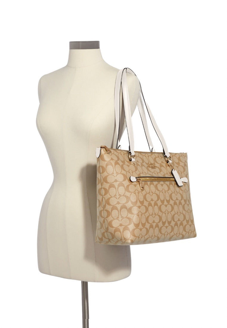 Gallery Tote In Signature Canvas Light Khaki Chalk