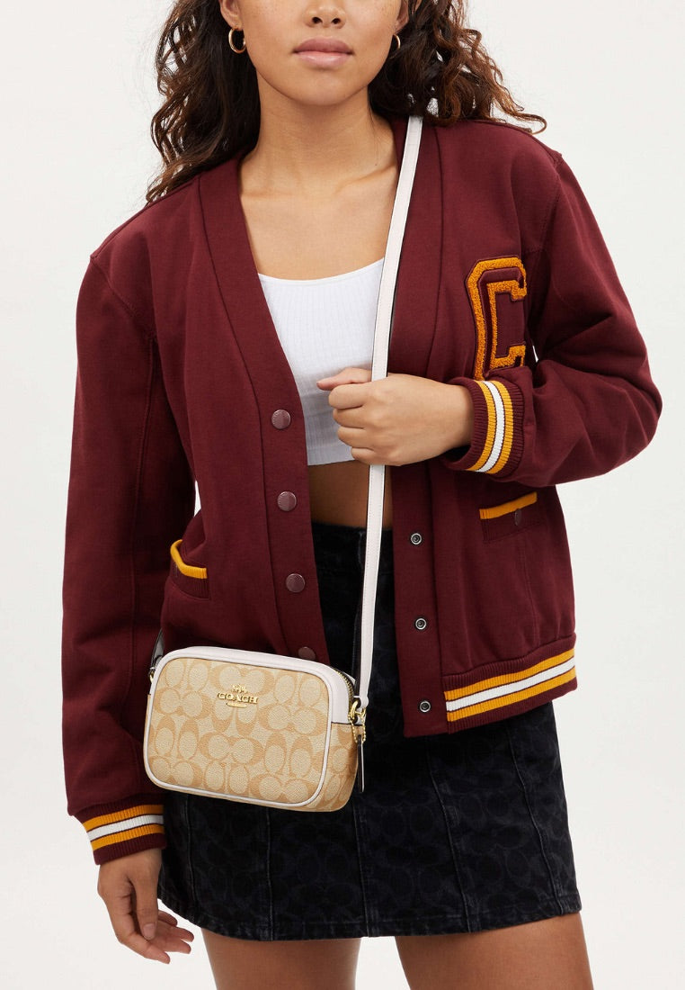 Mini Jamie Camera Bag In Signature Canvas Light Khaki Chalk