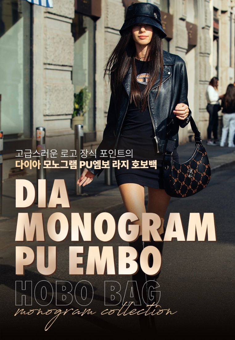 Dia MONOGRAM PU Embo L-Hobo Bag NEW YORK YANKEES black