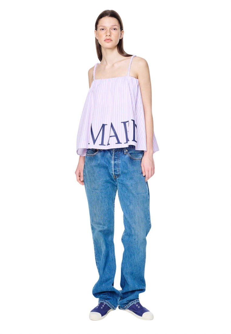 Volume Top Stripe Scrunch Strap Pink Navy