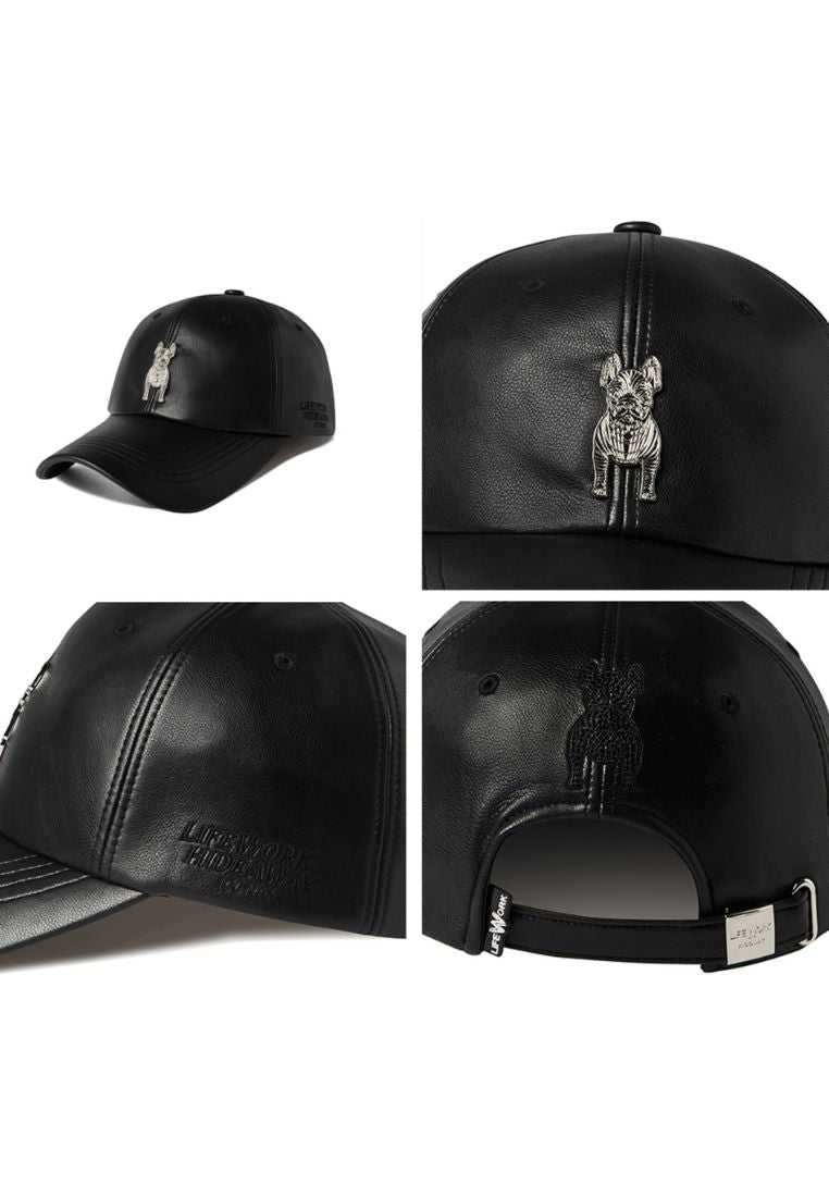 Eco Leather Metal Radog Ball Cap Black