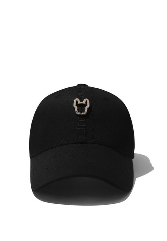 Logo Accent Cotton Baseball Cap Black
