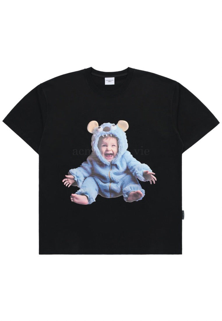 Baby Face Monster Baby Short Sleeve T-Shirt Black