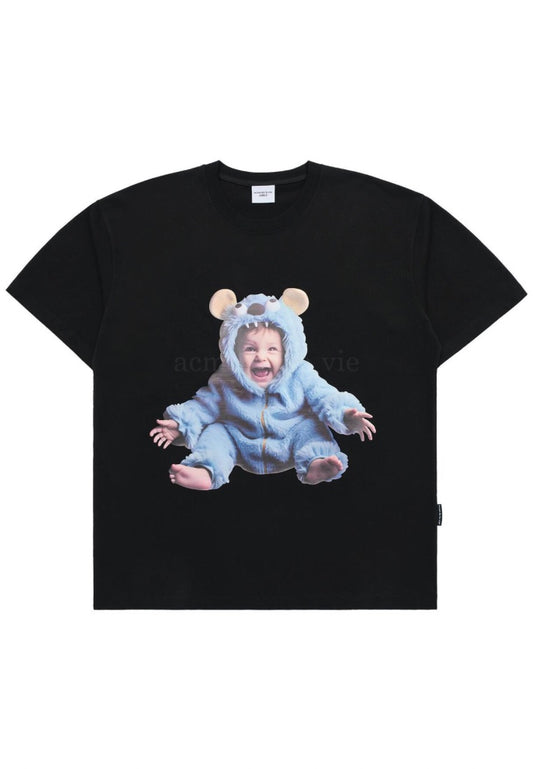 Baby Face Monster Baby Short Sleeve T-Shirt Black
