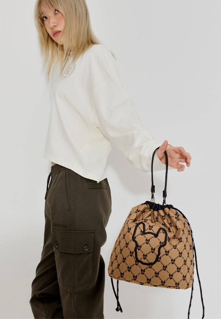 Jacquard Reversible Bucket Bag Pattern Beige
